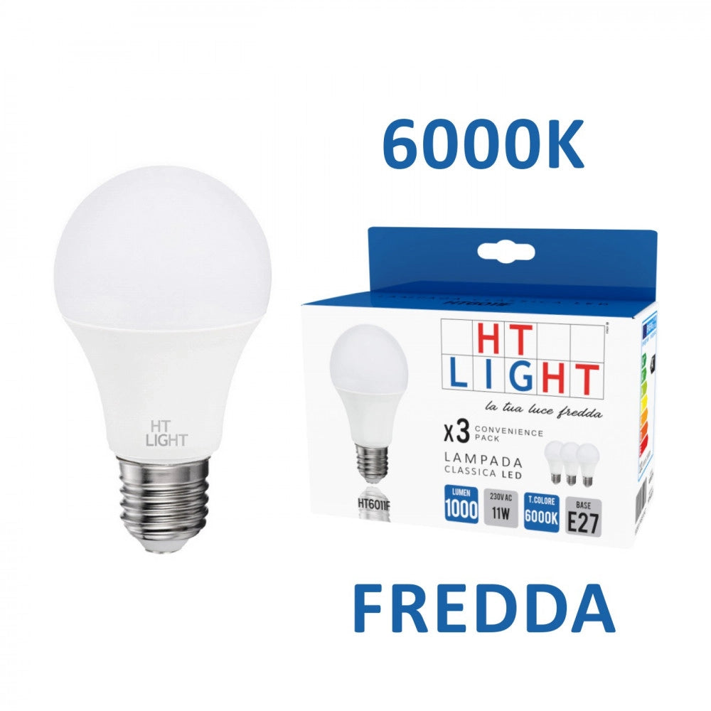 Alca power a60 11w 220v 1000lm 6000k e27 lampada a led box da 3pz