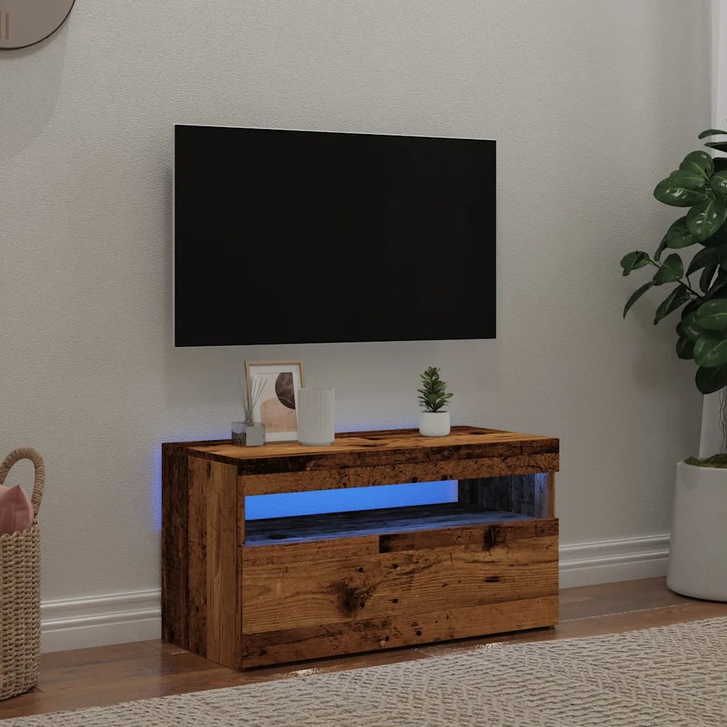 Mobile Porta TV con LED Legno Antico 75x35x40 cm Multistrato 856315