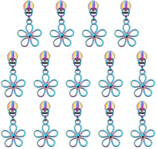 Slittini per Tasche/Jacquard 14 pezzi - Zinklegering - 50 mm - Forma di fiore - Colorati - Adatto per Tasche/Jacquard - Slittini per cinture