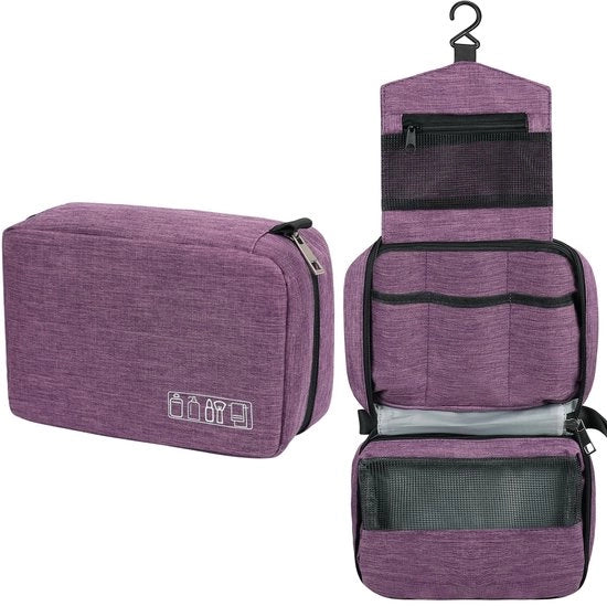 Toilette appeso per Uomini, Borsa cosmetici per Donne - Toilette pieghevole con gancio, Accessorio da viaggio, Impermeabile, Unisex (Blu)