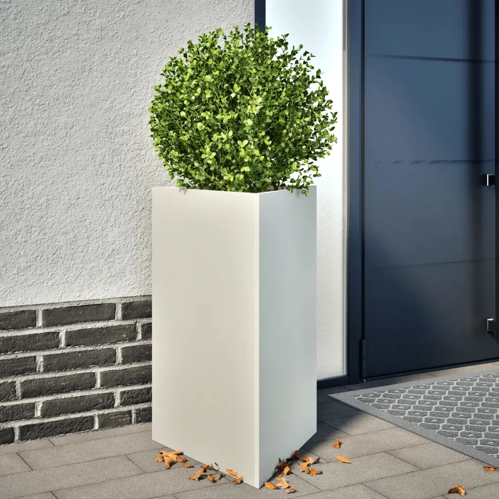 Fioriera da Giardino-Vaso da Esterno Bianca Triangolare 50x43x75 cm in Acciaio