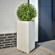 Fioriera da Giardino-Vaso da Esterno Bianca Triangolare 50x43x75 cm in Acciaio