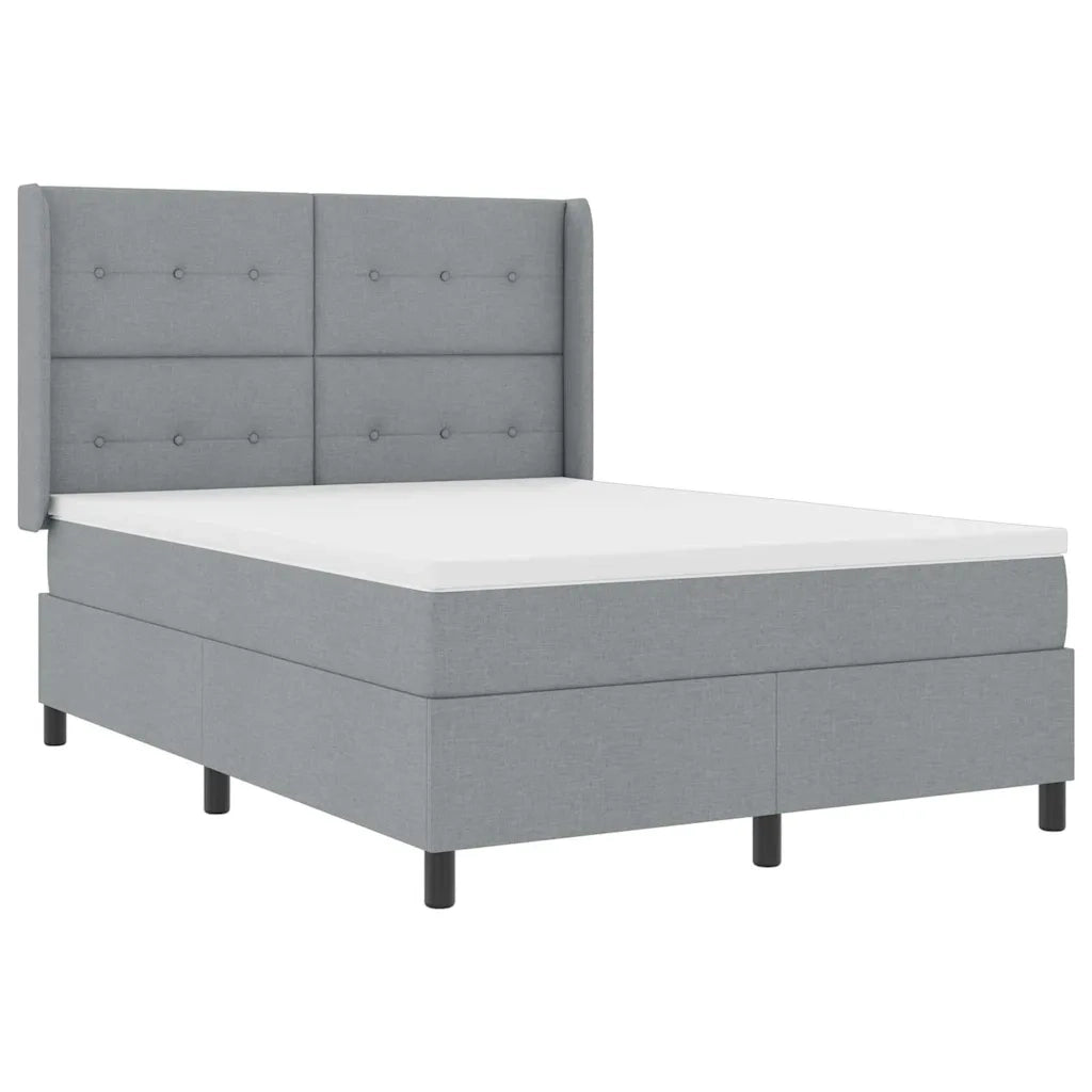 Letto a molle con materasso Grigio chiaro 140 x 190 cm Tessuto