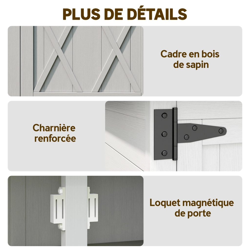 Armadio da giardino 3 ripiani 2 ante ¨C Xylo ¨C legno massello grigio 75x40x90 cm