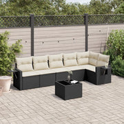 Set Divani da Giardino con Cuscini 7pz Nero Polyrattan 3220195