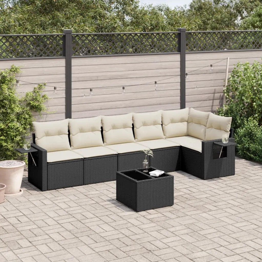 Set Divani da Giardino con Cuscini 7pz Nero Polyrattan 3220195