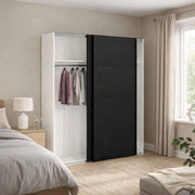 Guardaroba 2 ante Portlouis, Mobile camera da letto, Cabina armadio portabiti, Armadio appendiabiti, 182x62 h220 cm, Nero e Bianco