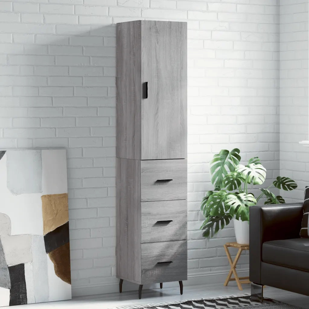 Credenza-Buffet-Armadio da cucina Grigio Sonoma 34,5x34x180 cm in Legno Multistrato 624293