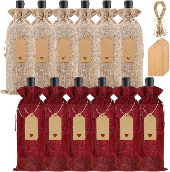 Set di 12 contenitori in juta per bottiglie