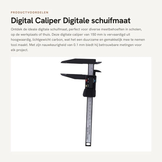 Misuratore digitale di spostamento 150 mm - Alta qualità carbonio - Aiuto di tracciatura - Leggerezza - Precisione 0.1 mm - Adatto per le scuole
