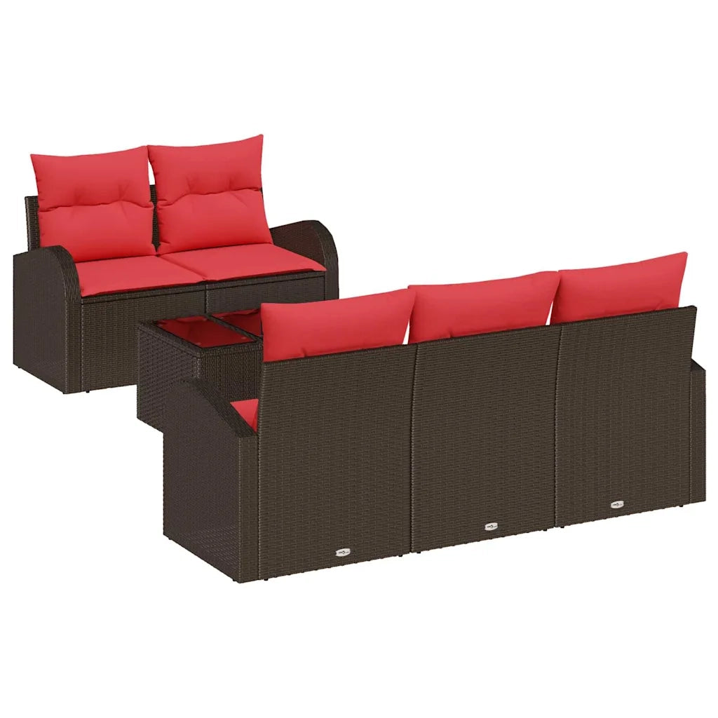 Set Divano da Giardino 6 pcs Beige e Rosso polyrattan 3354593