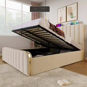 letto imbottito lino beige 140 x 200 cm