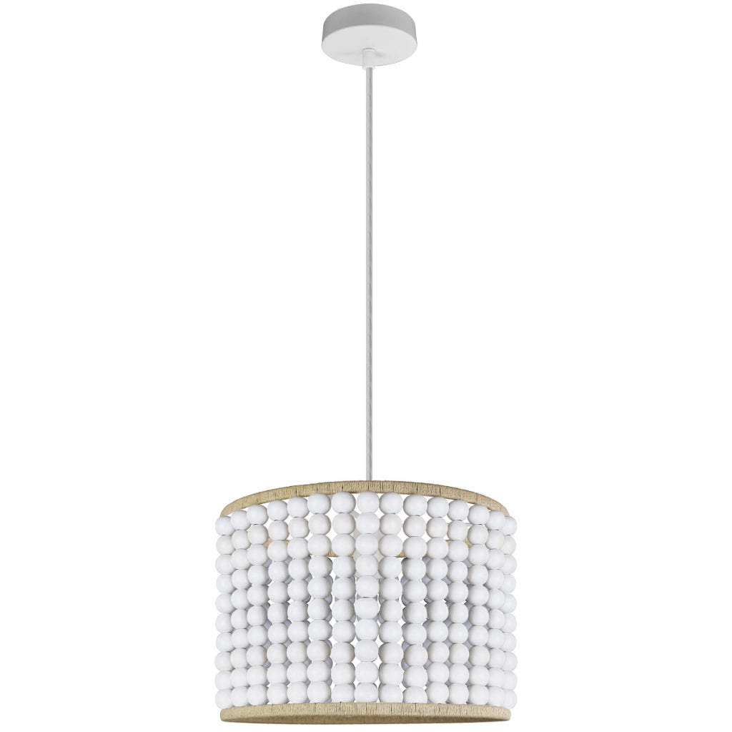 Lampada a sospensione Polux RIBE bianca legno E27 120 cm