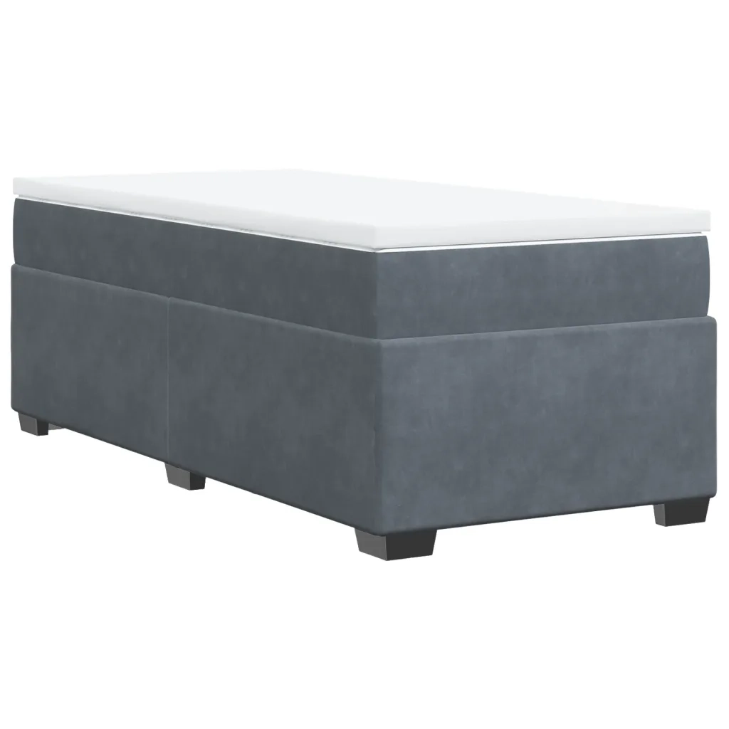 Giroletto a Molle con Materasso-Struttura Letto Grigio Scuro 90x190 cm Velluto 624284