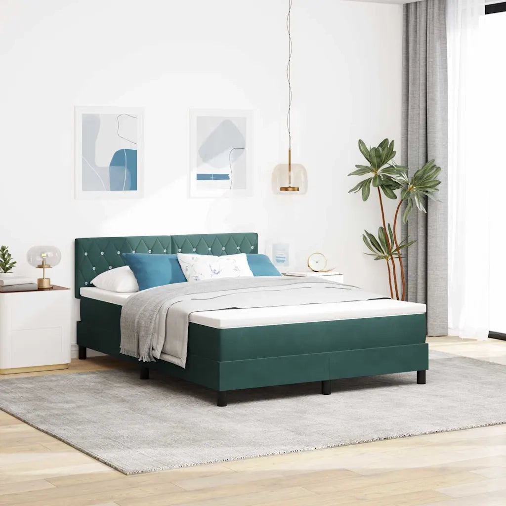 Letto a Sorgente LED con led Verde Scuro 140 x 190 cm Velluto 3342587