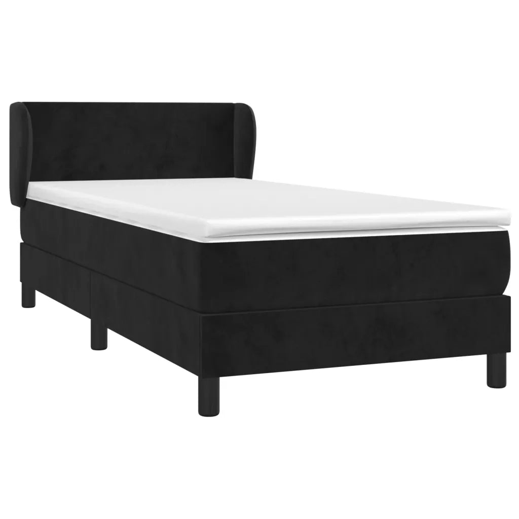 Giroletto a Molle con Materasso-Struttura Letto Nero 80x200 cm in Velluto 969149
