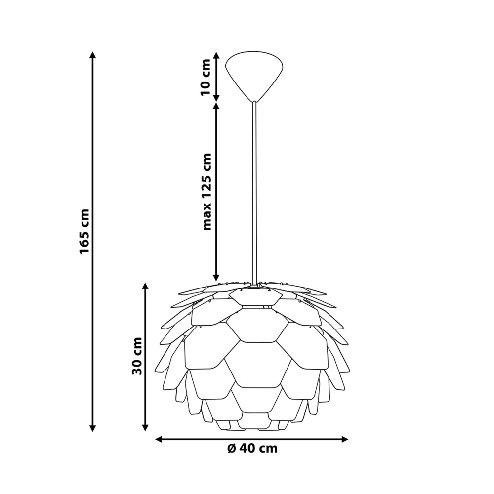 Lampadario Lampada a Sospensione con paralume a pigna in plastica di colore nero soggiorno stile moderno