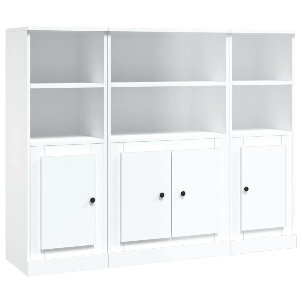 Credenze 3 pz | Madia | Buffet da pranzo | Armadio da pranzo Bianche in Legno Multistrato