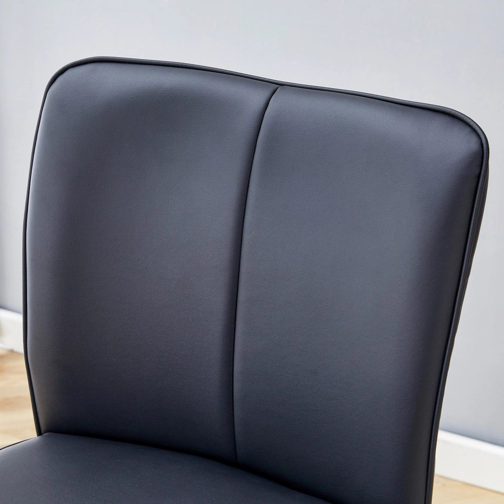 Set di 2 sgabelli da bar h 101 cm in PU nero e metallo argento, con schienale ergonomico e seduta imbottita