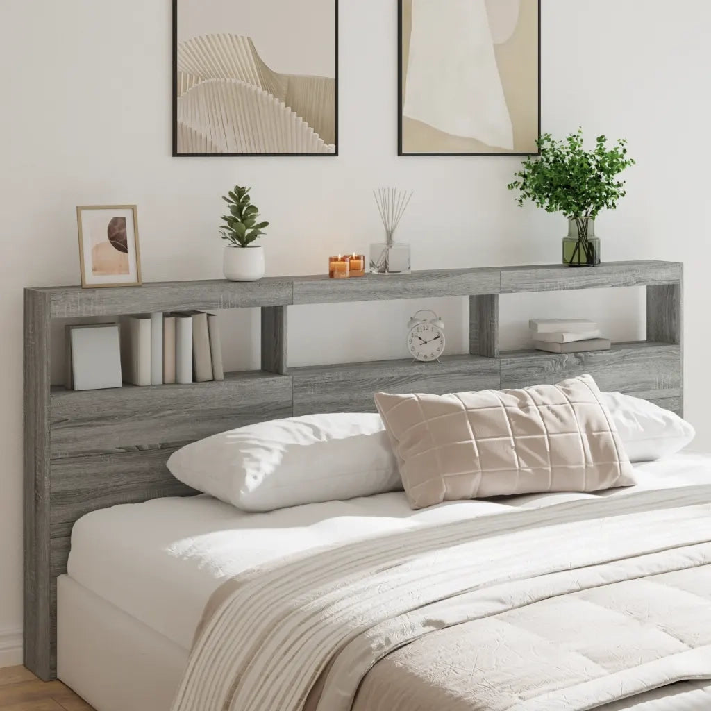 Testiera | Testata con Contenitore a LED Grigio Sonoma 220x17x102 cm