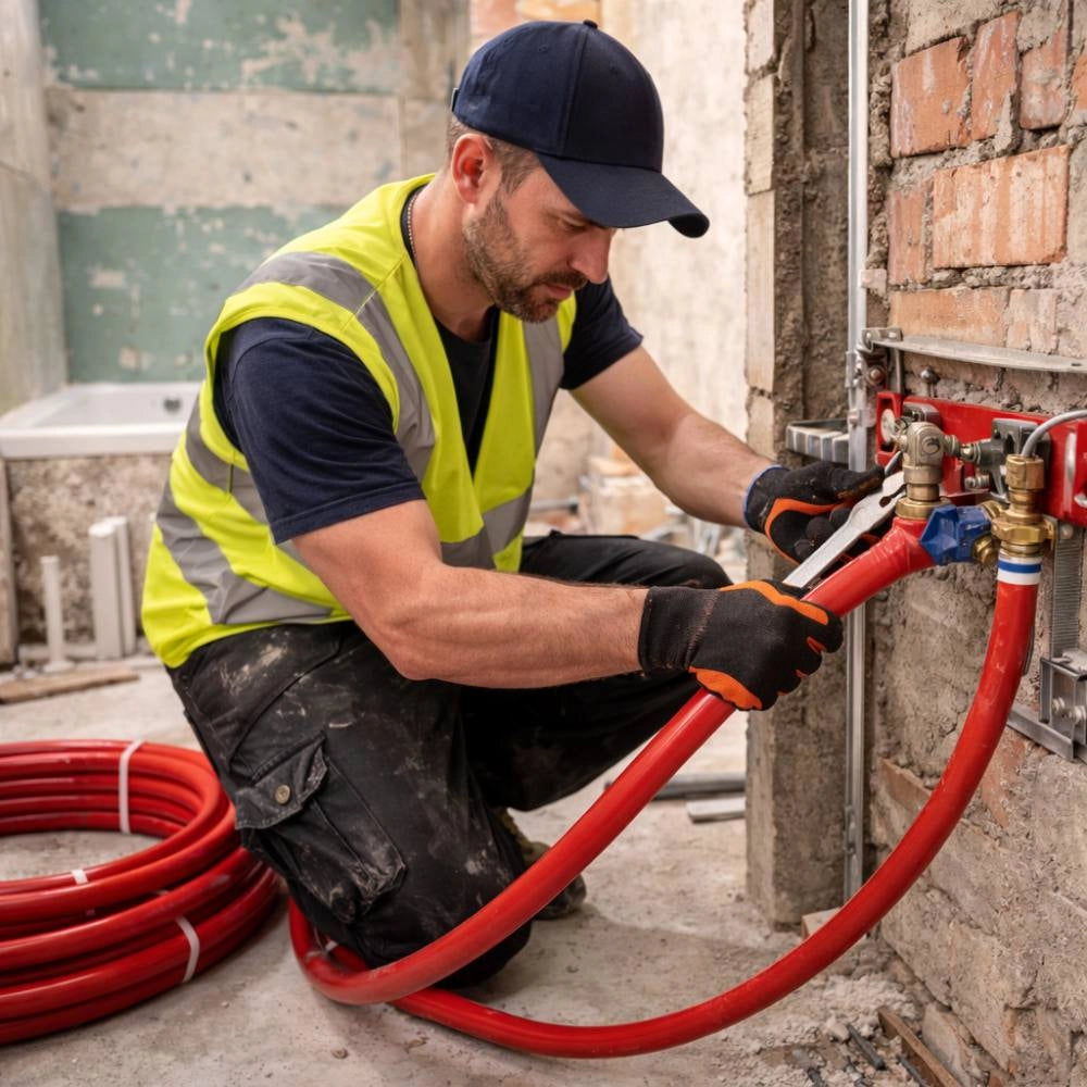 Tubo multistrato multylayer rivestito rosso per impianti idrotermosanitari *** diametro 16 millimetri, lunghezza metr...
