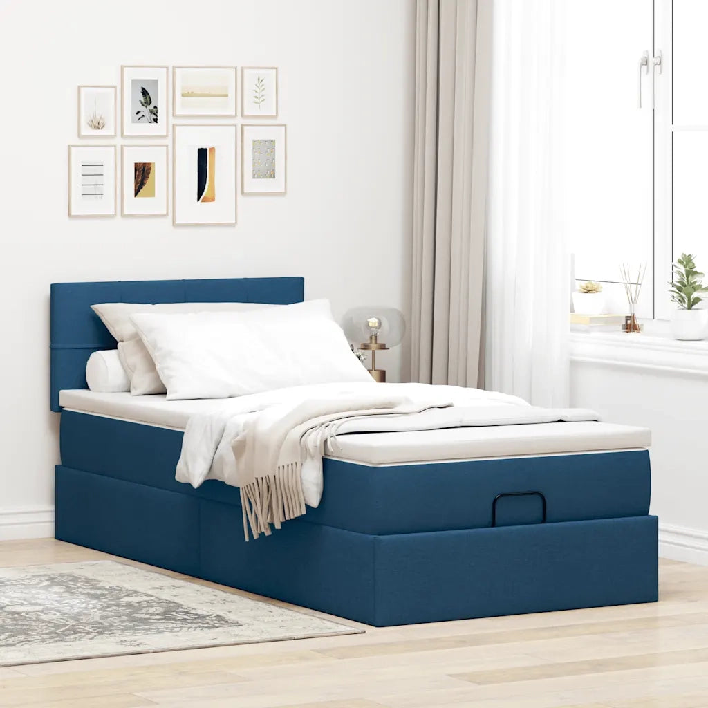 Pouf Letto con Materasso Blu 100x200 cm in Tessuto 3311441