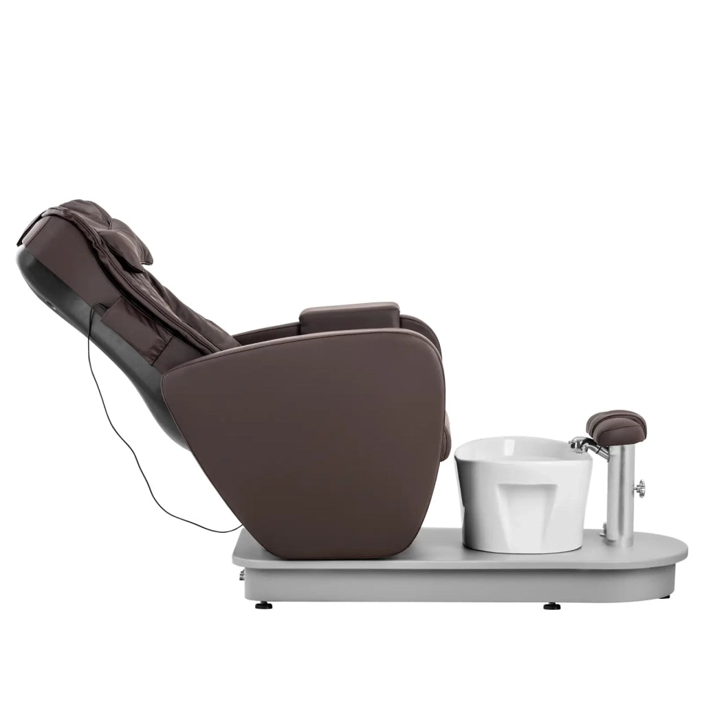 Poltrona pedicure elettrica con pediluvio e 3 funzioni di massaggio 120 watt 200 kg PVC marrone acciaio PU schiuma sintetica ceramica marrone 14_0008988