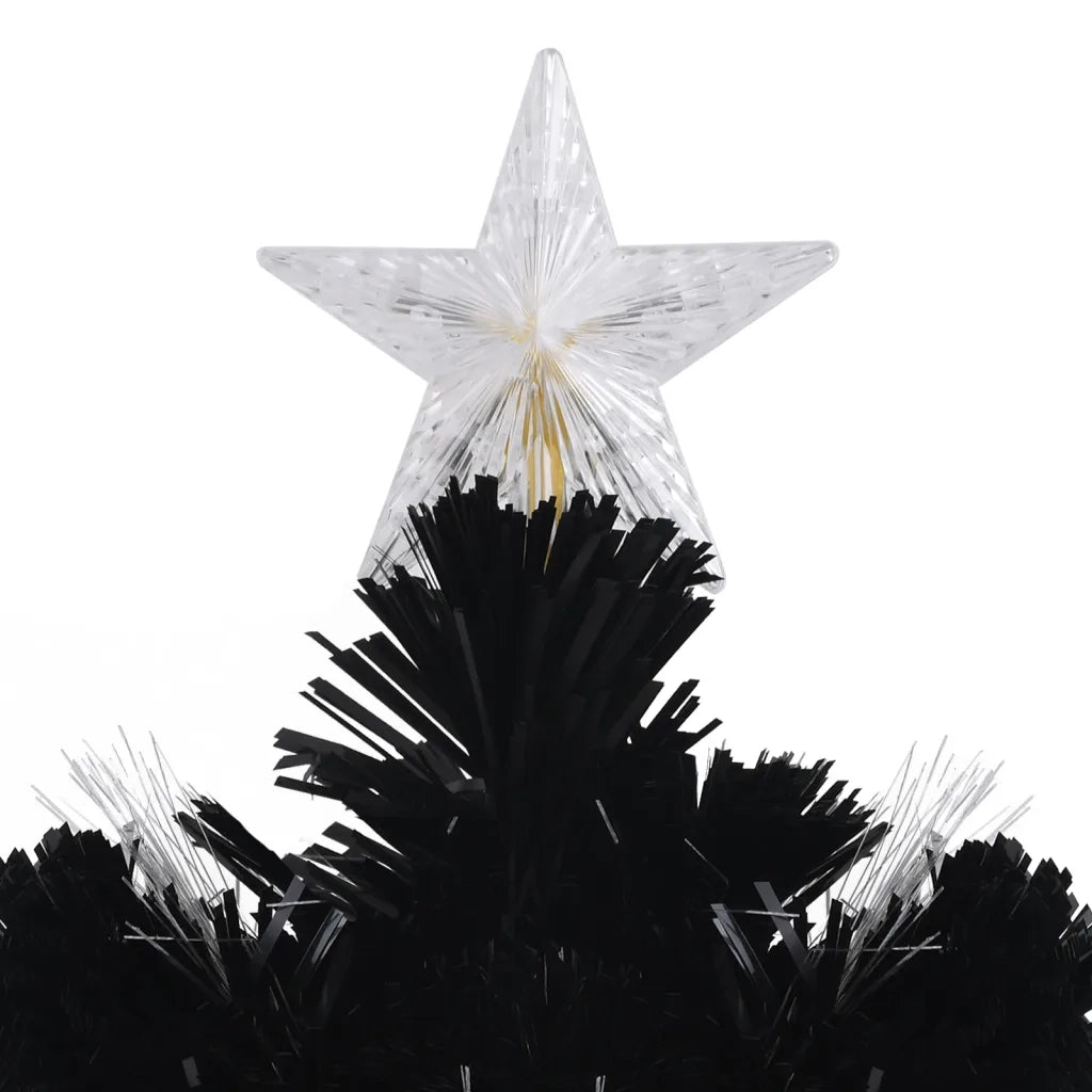 Albero Natale con Fiocchi di Neve a LED Nero 210cm Fibra Ottica 328464