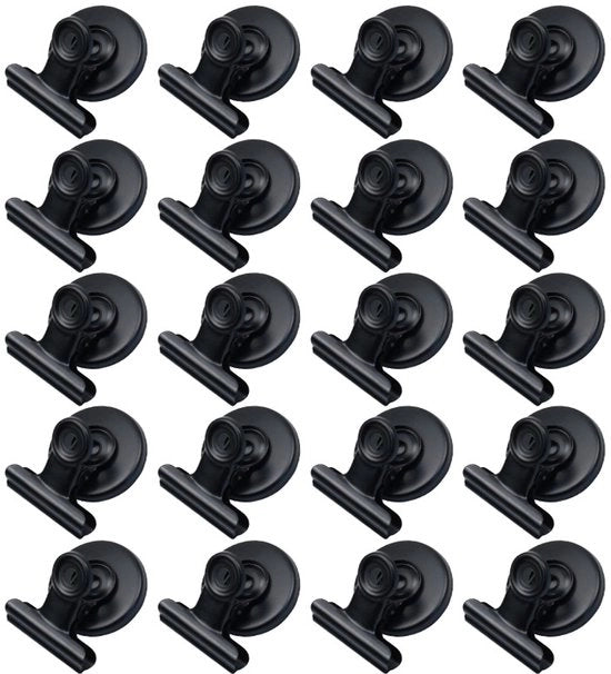 20 pezzi di magneti per frigorifero, clip magnetiche forti, clip magnetiche durature, magneti per lavagne bianche, clip magnetiche per carta per casa, scuola, ufficio, istituto e cassetti (nero)