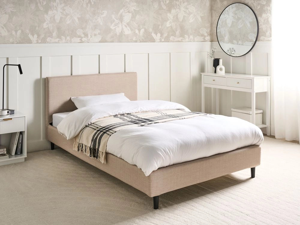 Rivestimento telaio letto in Tessuto nero Poliestere Lavabile beige 120 x 200 cm Sfoderabile Lavabile