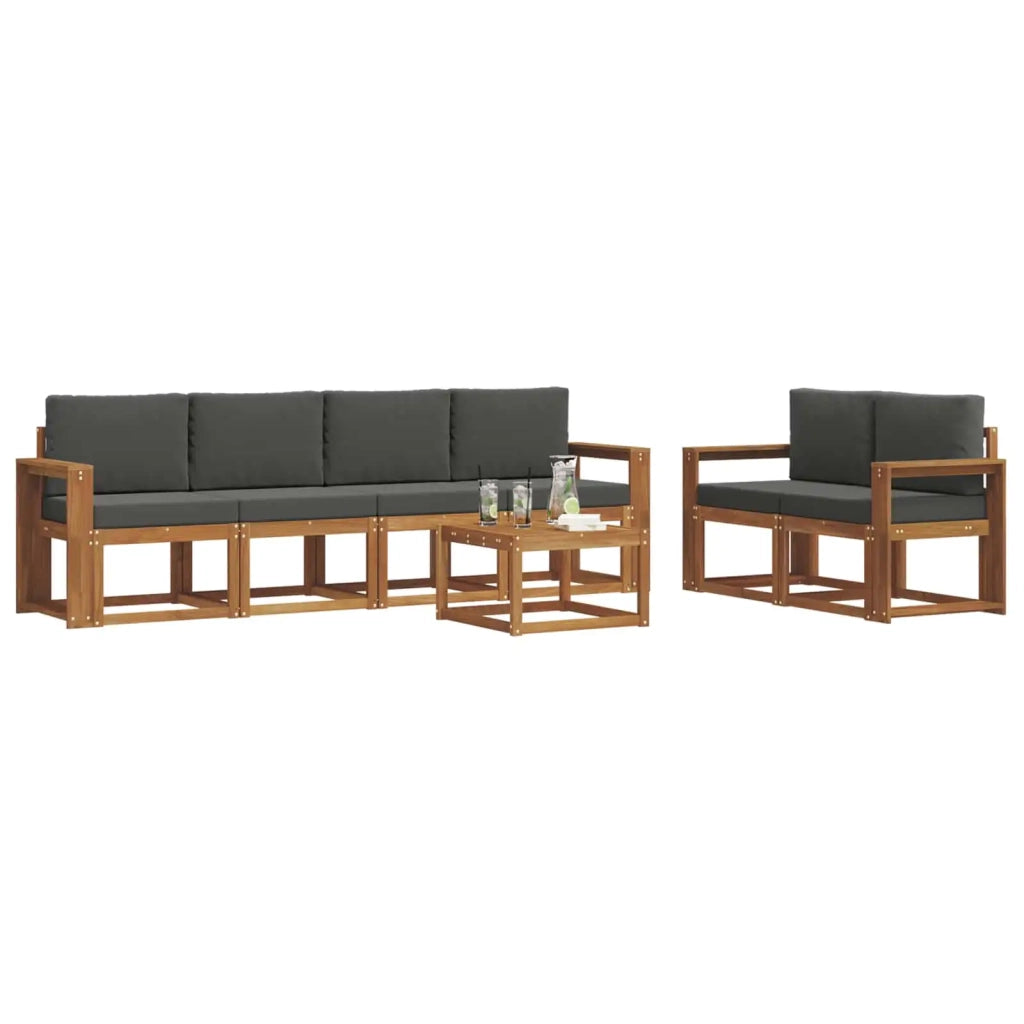 Set di divani da esterno con cuscino 7 pcs Naturale e Antracite 3366050