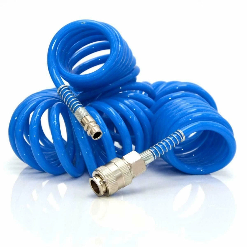 Tubo Aria Compressa Spirale 20 Metri Ø12x8 mm Flessibile Attacco raccordi 1/4''