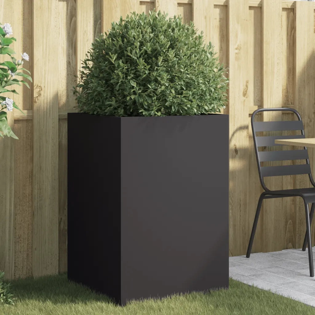 Fioriera-Vaso da Esterno-Contenitore per Piante Nera 52x48x75 cm in Acciaio 833300