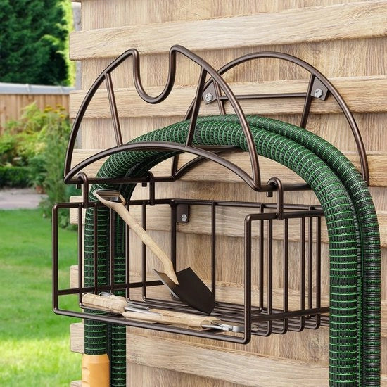 Sostegno per tubi da giardino - supporto pesante in metallo per tubi - fissaggio alla parete