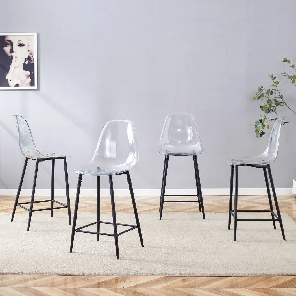 Set di 4 sgabelli da bar trasparenti con struttura in metallo argento/oro/nero, sedie dal design moderno per cucina, bar o sala da pranzo (solo sedie,
