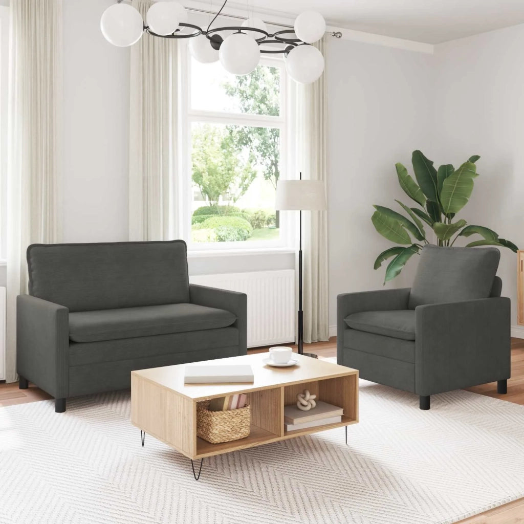 Set di divani 2 pcs Grigio Scuro Tessuto 3417042