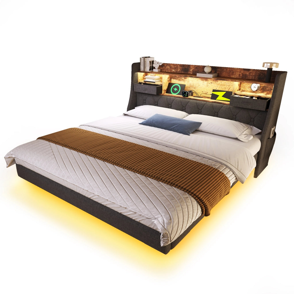 letto imbottito lino grigio 180 x 200 cm