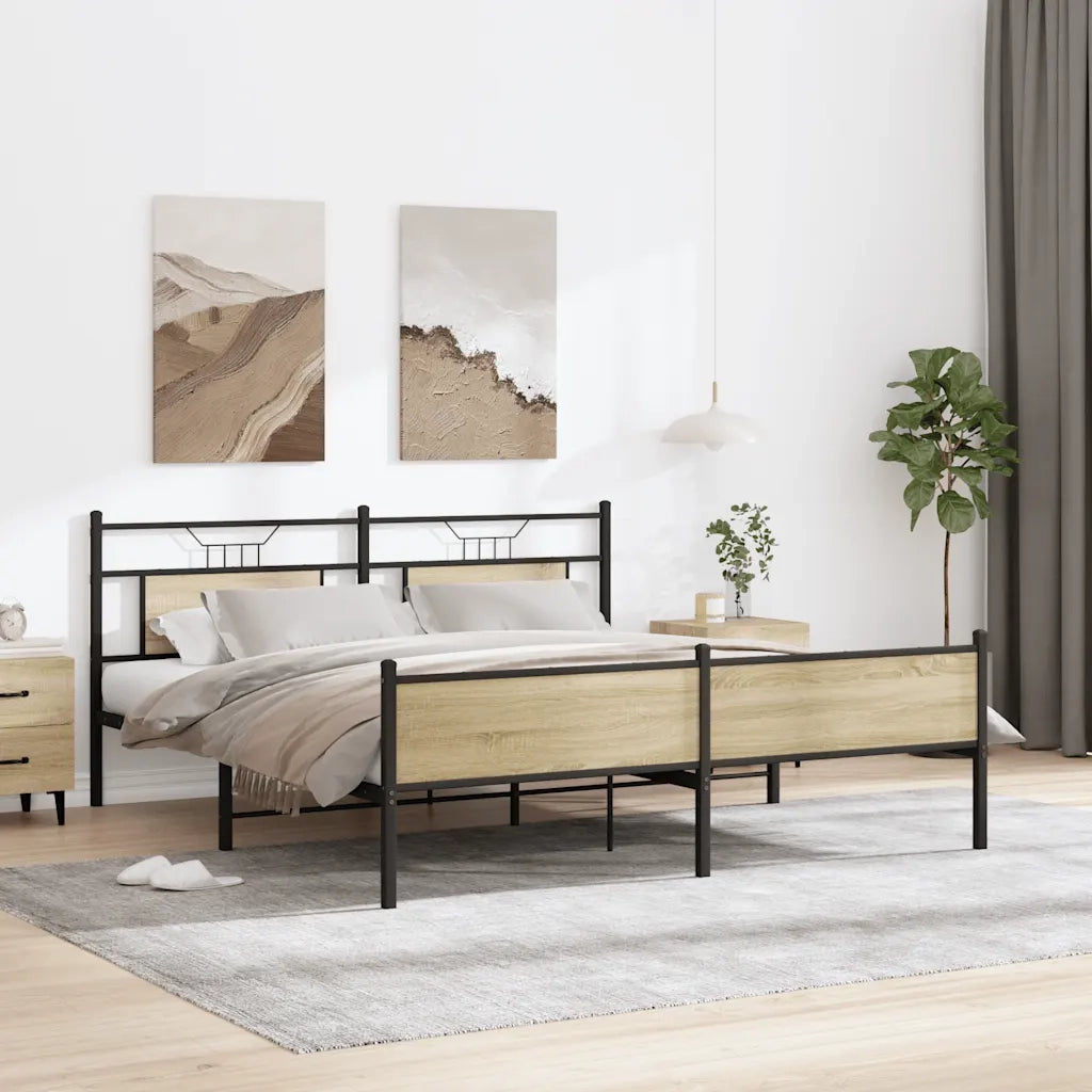 Giroletto senza Materaso in Metallo Rovere Sonoma 183x213 cm 3325126