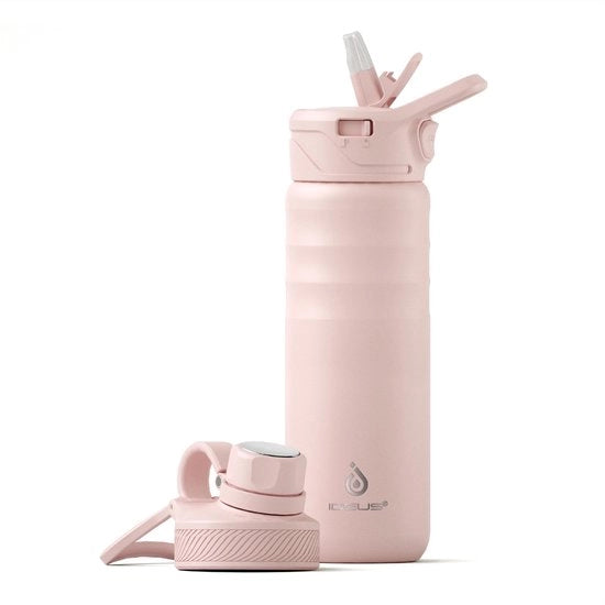 Vacca a vuoto isolata da 24oz (710ml) con doppia parete in acciaio inossidabile, flacone sportivo metallico con tappo a vite ermetico (rosa chiaro)