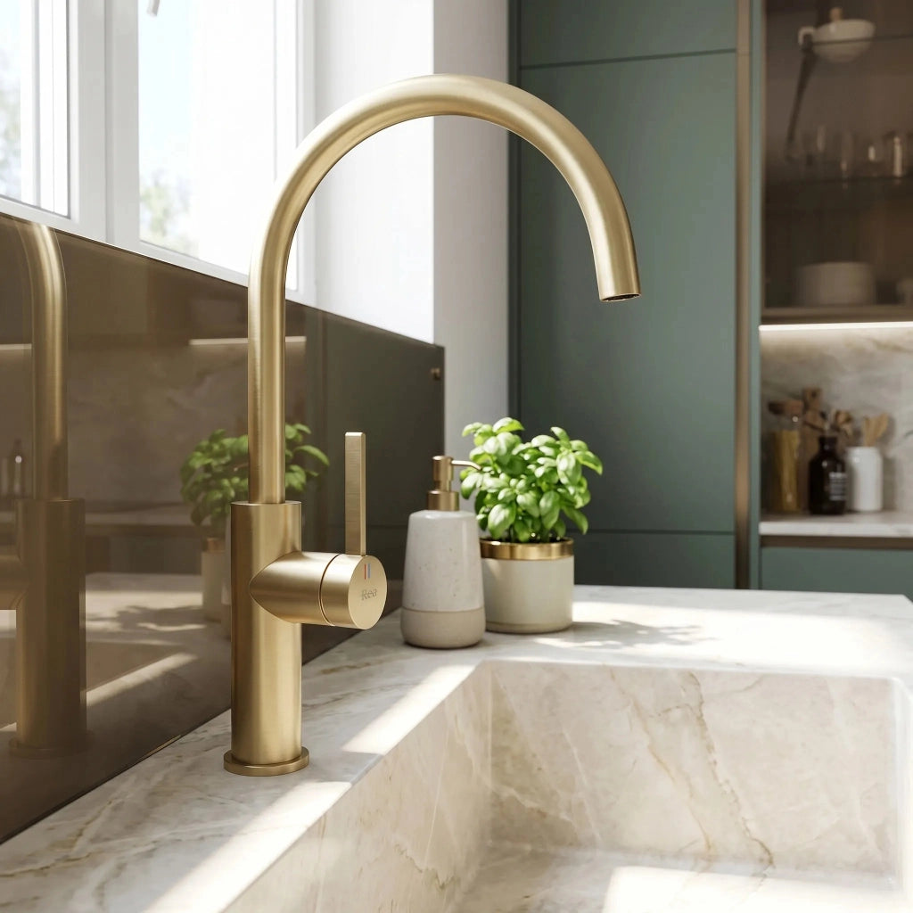 Rubinetto Da Cucina Rea Rivo Brush Gold