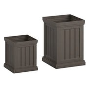 Set di 2 fioriere impilabili in plastica 35 x 35 x 48 cm e 27,5 x 27,5 x 31,5 cm drenaggio moderno ed efficiente PP marrone chiaro 20_0012465
