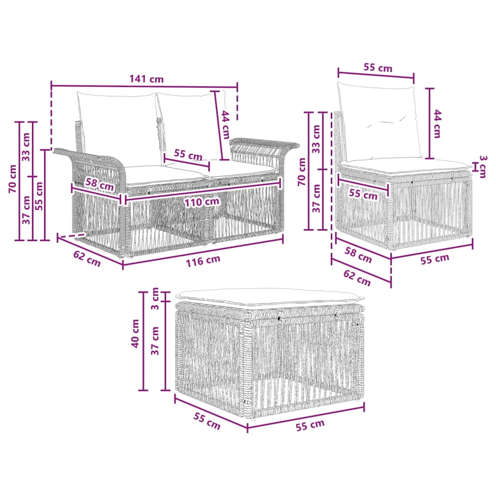 Set Divano da Giardino 8 pz Grigio polyrattan 3434768