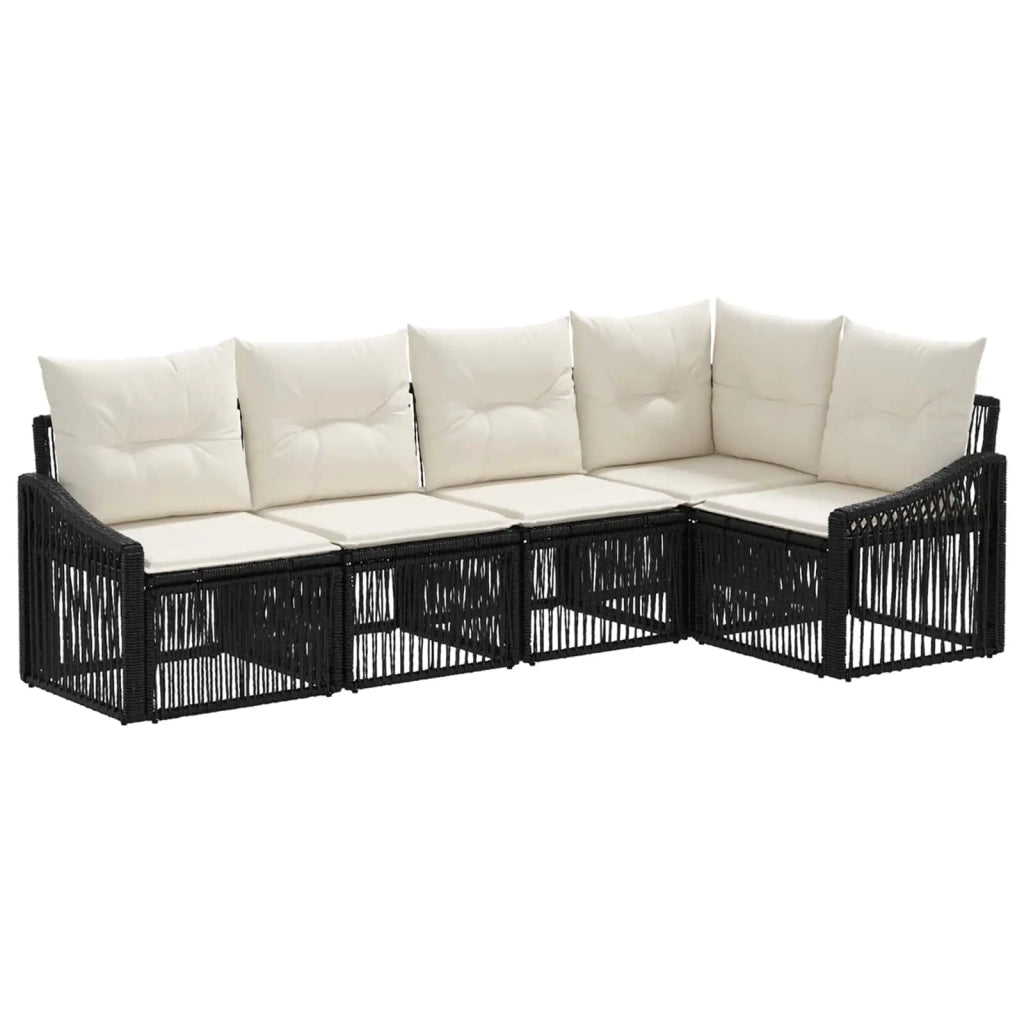 Set Divano da Giardino 5 pz Nero polyrattan 3436003