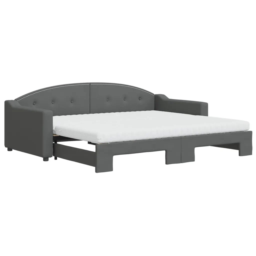 Divano Letto Estraibile Materassi Grigio Scuro 90x200cm Tessuto 3197549