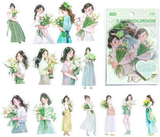 30 pezzi Sticker PET matte per ragazze - materiali per scrapbooking e diario