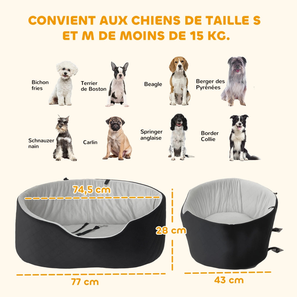 Cuscino per auto per cani ¨C zephmum ¨C nero 77x43x28 cm