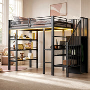 Letto a castello multifunzionale 90x200 con scrivania, ripiani e scala reversibile