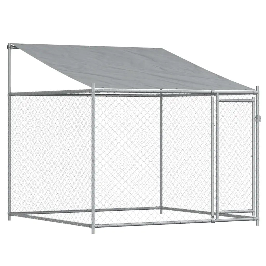Gabbia Cani con Tetto e Porta Grigia 10x2x2 m Acciaio Zincato 3209571