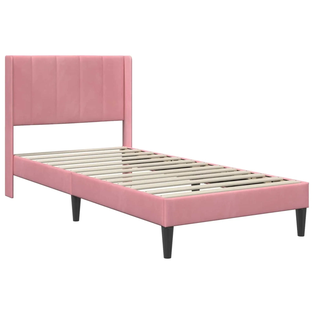 Struttura del letto con testiera-Giroletto Rosa 100 x 200 cm Velluto 726431