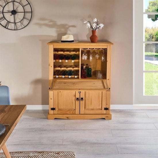 Credenza in stile messicano con menù a scomparsa e cassetti
